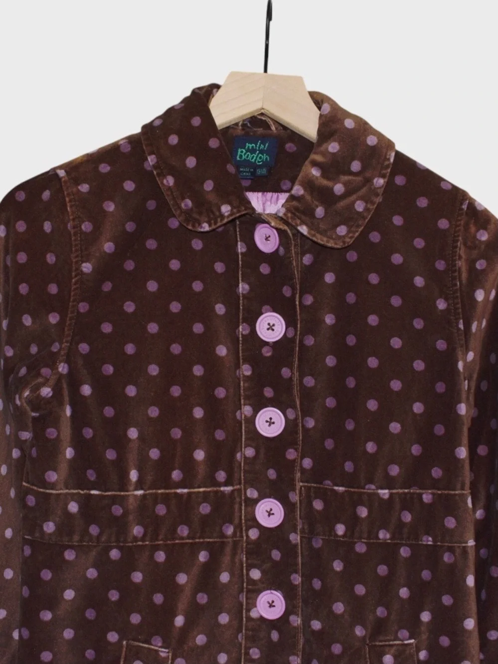 Mini Boden Velvet Polka Dot Coat